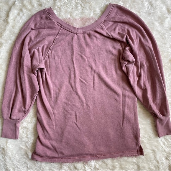 Free People Intimately FP Sweater Girl Talk Pullover Lounge Lace Pink XS - Picture 7 of 14